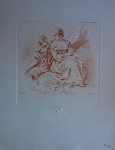 François BOUCHER (d’après) - Femme assise - Gravure 2