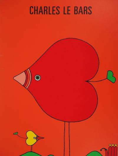 Charles LE BARS: El pájaro del amor - Serigrafía original firmada 2