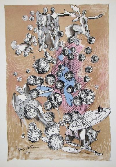 Jacques VILLON - Constellation planétaire, 1954 - Lithographie originale signée et datée 2