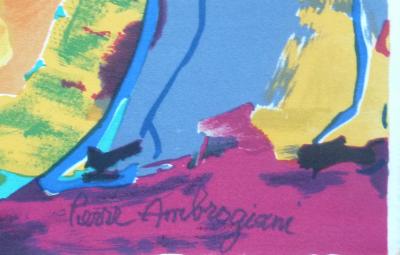 Pierre AMBROGIANI : Le travail des champs  - Lithographie originale signée à la main 2