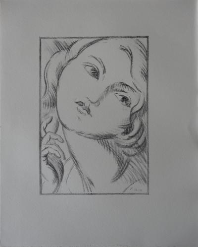 Paul VERA : Jeune-fille aux grands yeux - Lithographie originale Signée, 1930 2