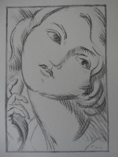 Paul VERA : Jeune-fille aux grands yeux - Lithographie originale Signée, 1930 2