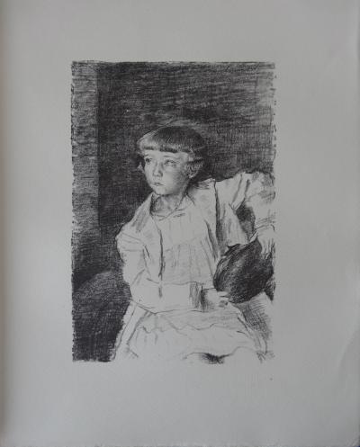 Jean LAUNOIS : La petite fille au béret - Lithographie originale Signée, 1930 2
