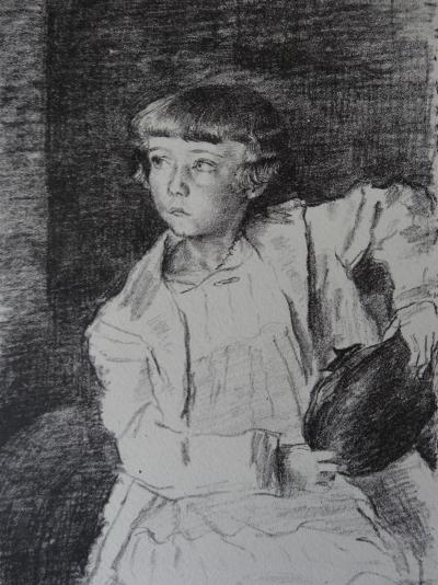 Jean LAUNOIS : La petite fille au béret - Lithographie originale Signée, 1930 2