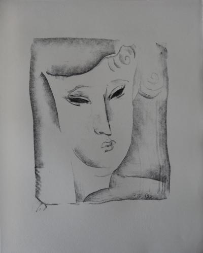 Jean LAUNOIS : La petite fille au béret - Lithographie originale, 1930 2