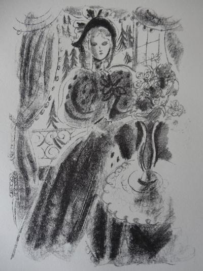 CHAS LABORDE : Elégante au salon fleuri, 1930  - Lithographie originale 2