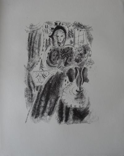 CHAS LABORDE : Elégante au salon fleuri, 1930  - Lithographie originale 2