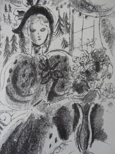 CHAS LABORDE : Elégante au salon fleuri, 1930  - Lithographie originale 2