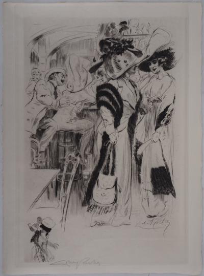 Alméry LOBEL-RICHE : Au café - Gravure Originale Signée 2