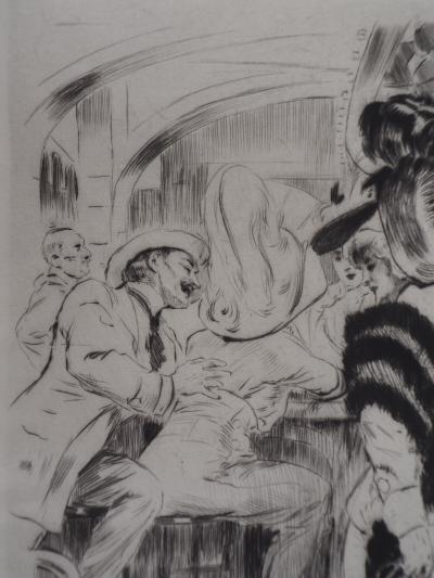 Alméry LOBEL-RICHE : Au café - Gravure Originale Signée 2