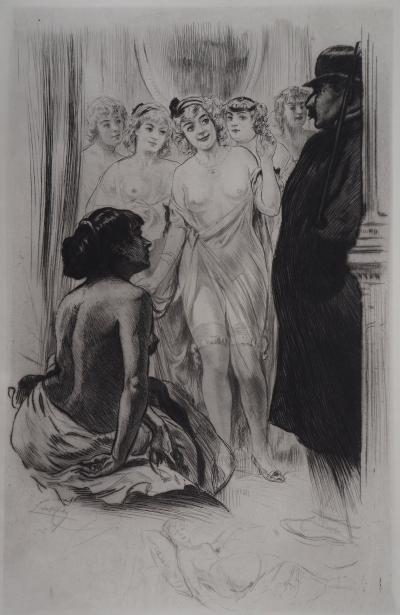 Alméry LOBEL-RICHE : En attendant le client - Gravure Originale Signée 2