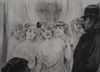 Alméry LOBEL-RICHE : En attendant le client - Gravure Originale Signée 2