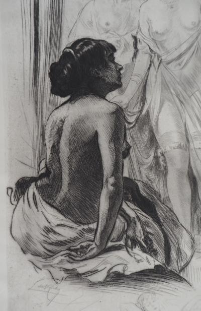 Alméry LOBEL-RICHE : En attendant le client - Gravure Originale Signée 2