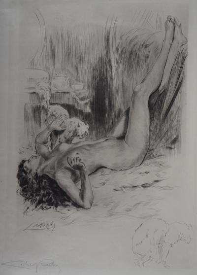 Alméry LOBEL-RICHE : Femme nue allongée - Gravure Originale Signée 2