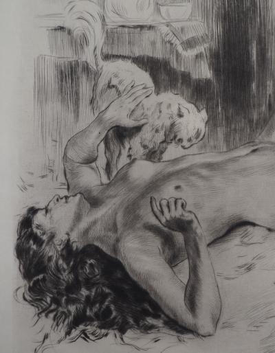 Alméry LOBEL-RICHE : Femme nue allongée - Gravure Originale Signée 2
