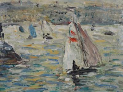Jean-Jacques RENÉ : Voiliers au Havre - Huile sur toile signée 2