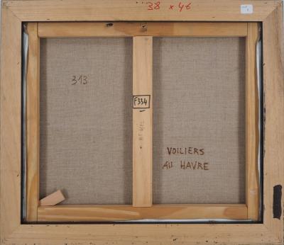 Jean-Jacques RENÉ : Voiliers au Havre - Huile sur toile signée 2