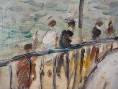 Jean-Jacques RENÉ : La terrasse devant la Seine - Huile sur toile signée 2