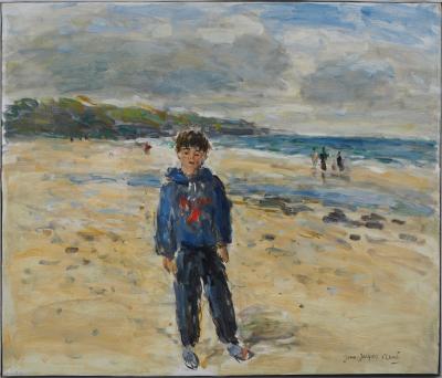 Jean-Jacques RENÉ : Le garçon sur la plage - Huile sur toile signée 2