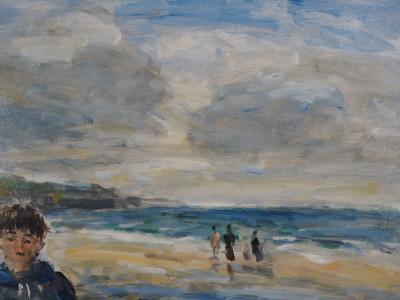 Jean-Jacques RENÉ : Le garçon sur la plage - Huile sur toile signée 2