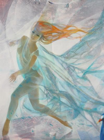 Jean-Baptiste VALADIÉ - Jeune femme à la plage, Huile sur toile signée 2