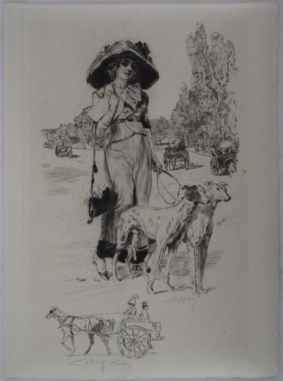 Alméry LOBEL-RICHE : La promenade des chiens - Gravure Originale Signée 2