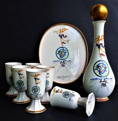 Salvador DALI - Service à Vin Porcelaine et Or 24k signé et numéroté 2