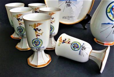 Salvador DALI - Service à Vin Porcelaine et Or 24k signé et numéroté 2