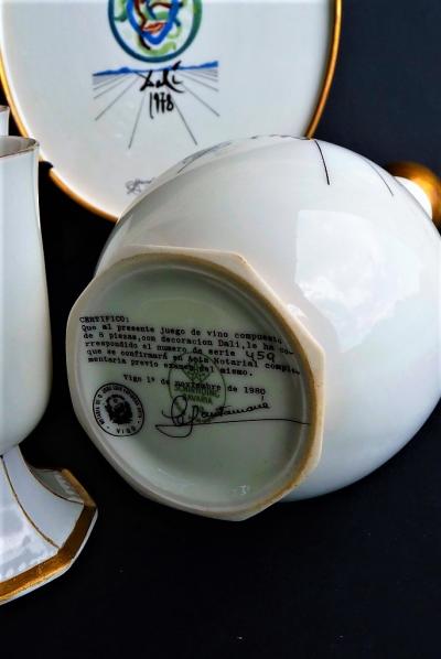 Salvador DALI - Service à Vin Porcelaine et Or 24k signé et numéroté 2