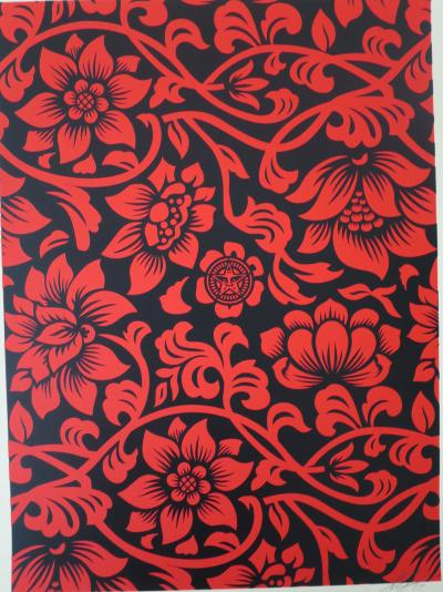 Shepard FAIREY (Obey) - Floral Takeover, 2017 (Red/Black) - Sérigraphie signée 2