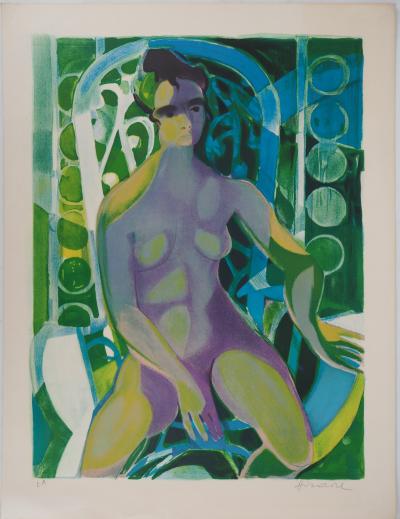 Camille HILAIRE (1916-2004) - Nu dans le jardin, lithographie originale signée 2