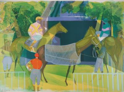 Camille HILAIRE : Jockeys et chevaux de course - Lithographie Originale Signée 2