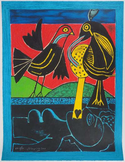Guillaume CORNEILLE : Les oiseaux - Lithographie Originale Signée 2