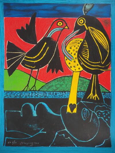 Guillaume CORNEILLE : Les oiseaux - Lithographie Originale Signée 2