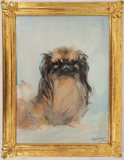 Jean-Gabriel DOMERGUE : Le Pékinois, Ku-Zee - Huile sur isorel Signée 2