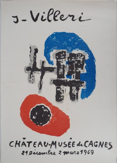 Jean VILLERI : Composition bleue et rouge - Lithographie 2