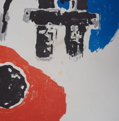 Jean VILLERI : Composition bleue et rouge - Lithographie 2