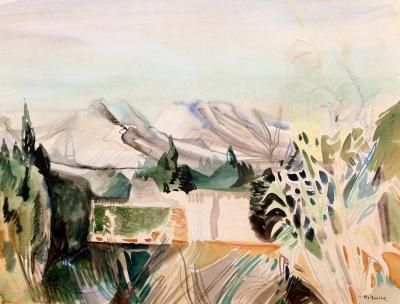Camille HILAIRE - Montagne Sainte-Victoire, Aquarelle originale signée 2