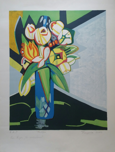 Francoise Gilot les tulipes lithographie originale signée main 2