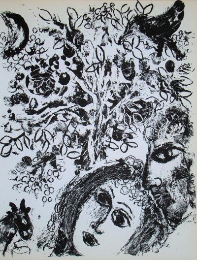 Marc CHAGALL - Le Couple devant l’arbre,1960, Lithographie originale 2