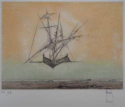 Bernard LOUEDIN : L’île volante - Gravure Originale Signée 2