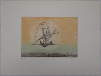Bernard LOUEDIN : L’île volante - Gravure Originale Signée 2