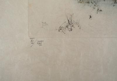Bernard LOUEDIN : La route enneigée - Gravure Originale Signée 2