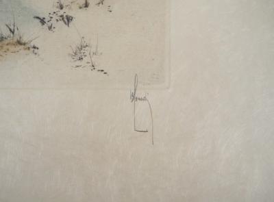 Bernard LOUEDIN : La route enneigée - Gravure Originale Signée 2