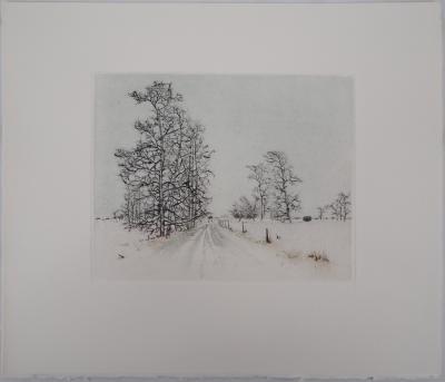 Bernard LOUEDIN : Route hivernale - Gravure Originale 2