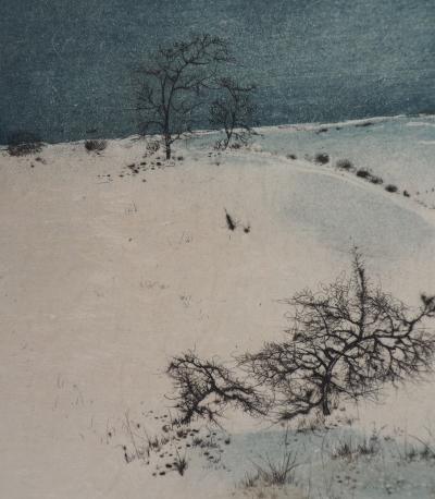 Bernard LOUEDIN : La route enneigée - Gravure Originale Signée 2