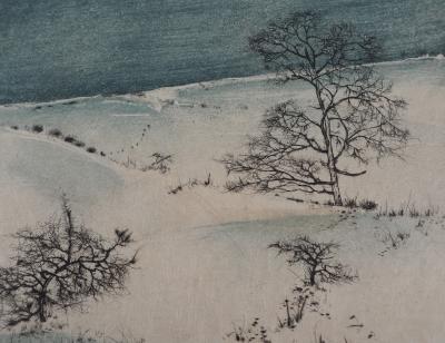 Bernard LOUEDIN : La route enneigée - Gravure Originale Signée 2
