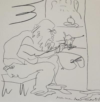 Pablo PICASSO - Le peintre et son modèle - Lithographie originale signée dans la planche 2