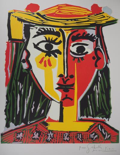 Pablo PICASSO (after) - Woman with pompom hat, signed lithograph 2