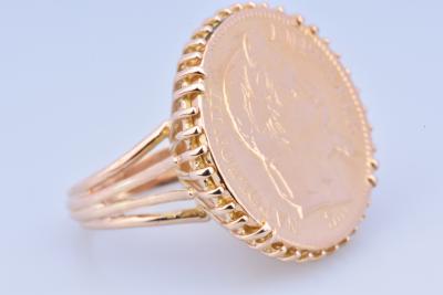 Bague NAPOLEON en or jaune 18 carats (750 millièmes). Pièce de collection NAPOLEON III EMPEREUR, datée de 1863. 2